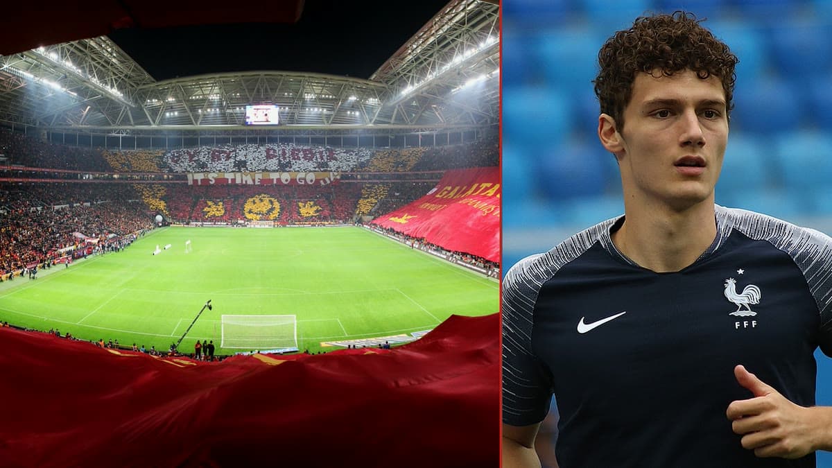 Solda Galatasaray'ın RAMS Park'ı, sağda Fransa Millî Takımı formasıyla Benjamin Pavard (2018 Dünya Kupası arşiv görüntüsü)