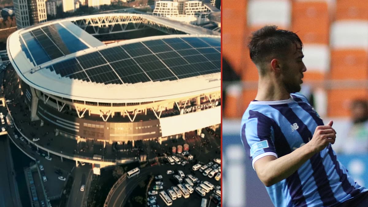 Galatasaray'ın sahası Ali Sami Yen Spor Kompleksi (solda) ve Yunus Akgün (sağda, 2022 arşiv görüntüsü)