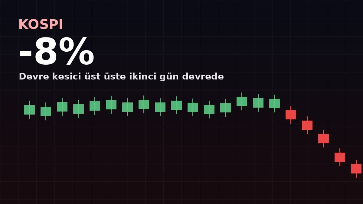 Kospi düşüş grafiği illüstrasyonu — Güney Kore borsasında art arda ikinci gün devre kesici