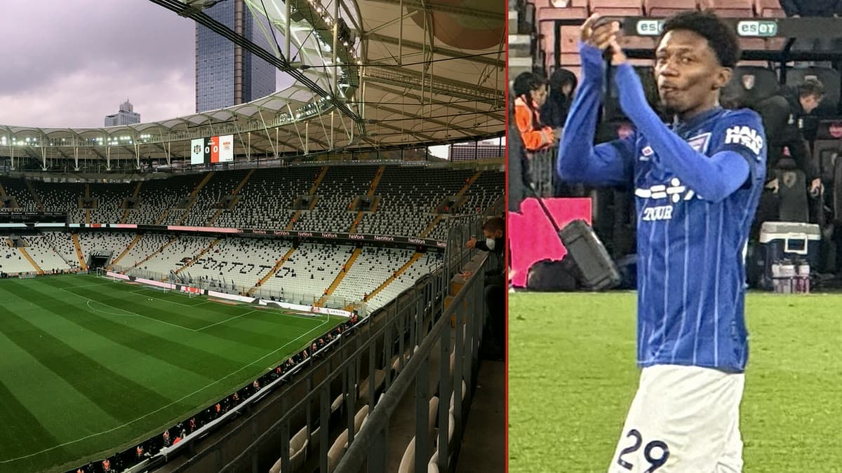 Solda Beşiktaş'ın Tüpraş Stadyumu, sağda Ipswich Town forması ve 29 numarayla Jaden Philogene (arşiv)