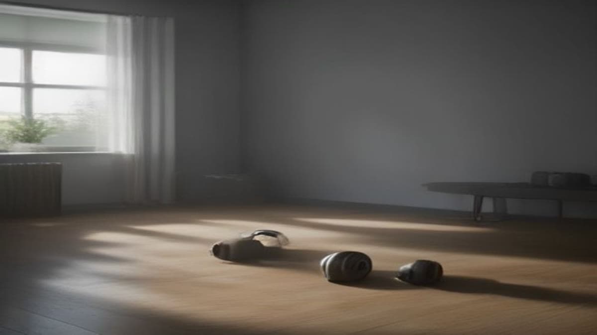 Ev ortamında ahşap zeminde duran kettlebell ve küçük ağırlıklar (temsilî görsel)
