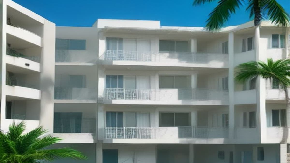 Akdeniz iklimine ait beyaz apartman blokları ve palmiyeler (temsilî görsel)