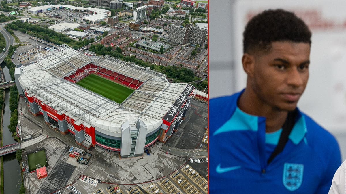 Manchester United'ın Old Trafford Stadı ve Marcus Rashford (İngiltere kampı, 2023)