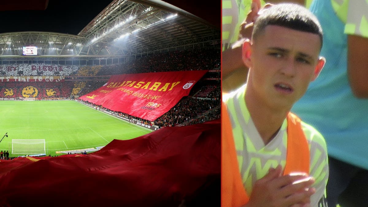 Solda Galatasaray'ın RAMS Park'ı, sağda Manchester City antrenmanında Phil Foden