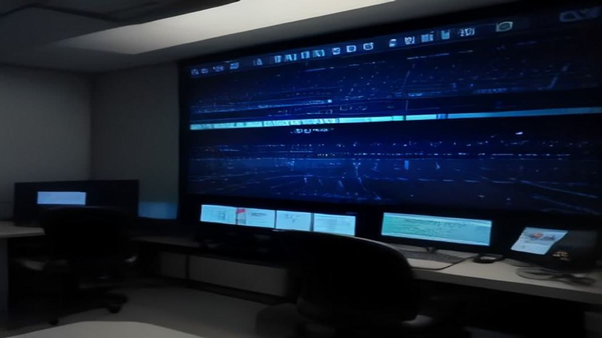 Loş kontrol odasında saha görüntüsü yansıyan VAR monitörleri (temsilî görsel)