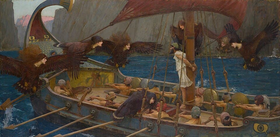 John William Waterhouse'un 'Ulysses ve Sirenler' (1891) tablosu
