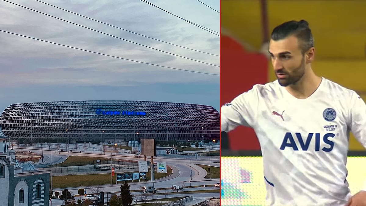 Gaziantep FK'nın sahası Kalyon Stadyumu (solda) ve forvet Serdar Dursun (sağda, 2021-22 Süper Lig arşiv görüntüsü)